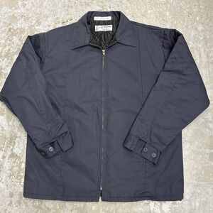 Aramark Quilited Linted Work Jacket Mens 1XL Long Navy Full Zip Uniform Coat